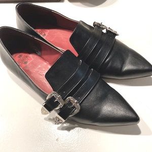 PoisonMX goth gothic winklepicker western buckle loafers 7.5-8